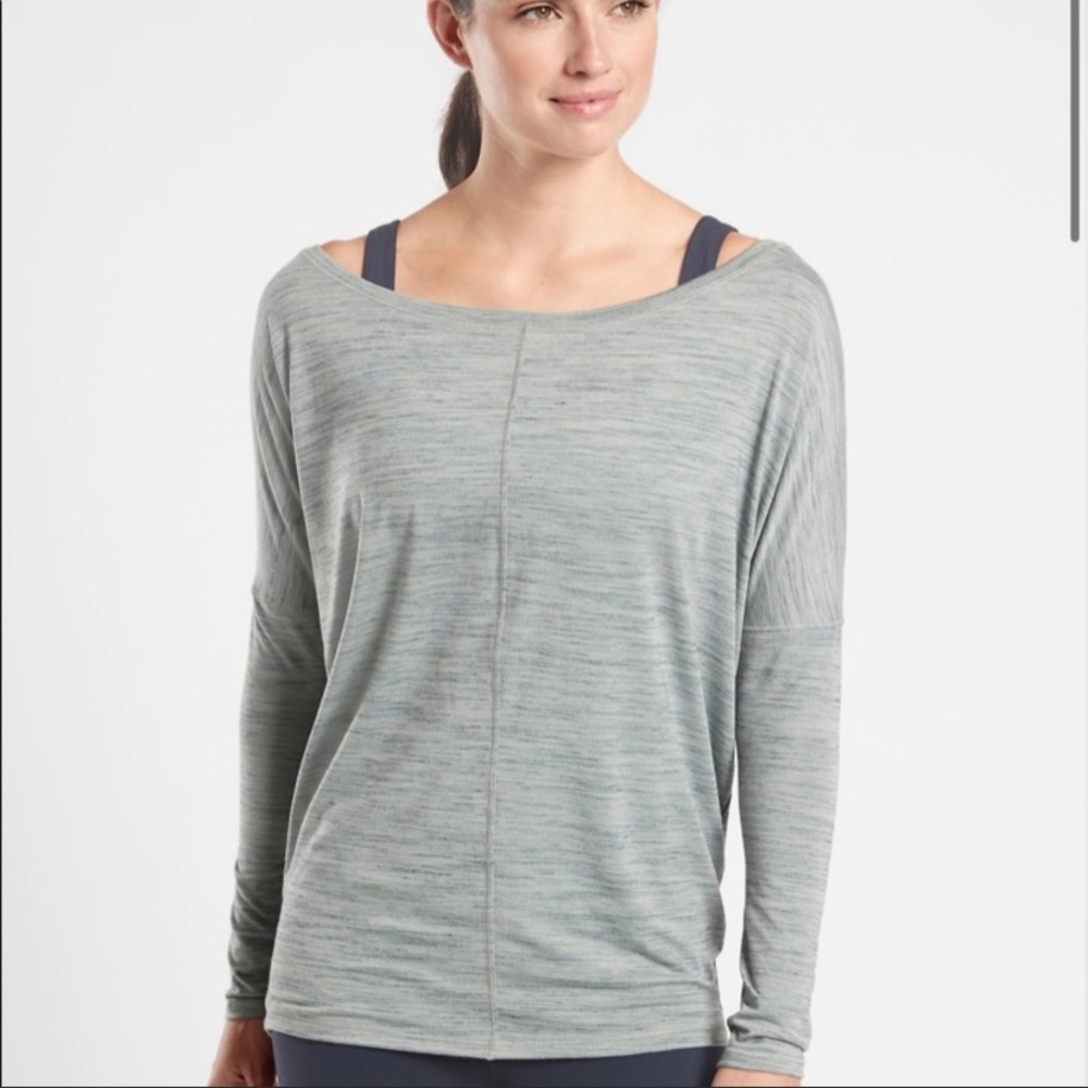 {Athleta} Essence Flow Printed Top in Marbled Green - Women's XS